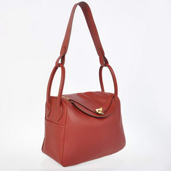 High Quality Replica Hermes Lindy 30CM Havanne Handbags 1057 Bordeaux Leather Golden Hardware